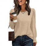 Women's round neck long sleeve top L