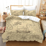 Pirate Ships tekikott Vintage Nautical Style Lohjakate pol&uuml;ester voodipesukomplekt keskaegne purjelaev King Queen Size EU single(135x200cm)