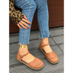 Naiste Mary Jane lamedad tantsupaelaga reguleeritavad kr&otilde;pskinnitusega vabaajajalatsid - &uuml;mara ninaga mugavad pruunid &uuml;hekordsed kingad igaks hooajaks, igap&auml;evaseks riietumiseks 35 valge