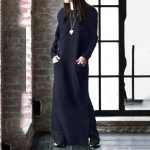 Naiste talvine soe kleit Kevadine tavaline maksikleit Vintage pikk kampsun kleit vabaaja pulloverid pikkade varrukatega n&ouml;&ouml;biga Vestidos 5XL must