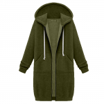 Naiste pusa pikendatud l&otilde;ikega, laiuva, pikkade varrukatega kapuutsiga jakk taskutega XXL tumeroheline v&auml;rv