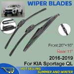 3 tk KIA Sportage QL 2016-2019 jaoks 26 + 16 + 11 Eesmised ja tagumised klaasipuhastajad Tuuleklaasi Tuuleklaasi Akna L&otilde;ikuri Tarvikud must