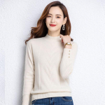 Women's Warm Mock Neck Wool Sweater XL