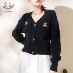 Sinovode Women's V-Neck Wool Blend Knit Cardigan S21-045 S