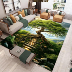 2D Fantaasiamaailma Elupuu Vaip-Mati Loodusmustriga Elutoa Vaip M&uuml;stilise Metsa Disainiga Kodu Kaunistus Vaibad Magamistoa jaoks 80x120cm gray