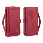 2 &uuml;hes magnetiga eemaldatav rahakoti nahast &uuml;mbris iPhone 16 15 14 Plus 13 12 11 Pro Max XR XS 7 8 jaoks, k&auml;ekott, kaardipesa kate For iPhone 15 Pro punane