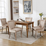 Toolikomplekt - MUVOE - 4 s&ouml;&ouml;gilauda tooli - Beež kangas - T&auml;ispuit - &Scaron;ikk elegantsus