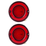 2 tk Vintage 12V LED &uuml;mmargune tagatulede komplekt &ndash; 127 mm l&auml;bim&otilde;&otilde;duga tagatulede kombinatsioon Iveco bussidele ja universaalsetele s&otilde;idukitele | Pidurituled ja tagatuled punane