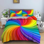 Geomeetrilise Prindiga Voodipesukomplekt Microfiber V&auml;rvilised Triibud Tekikott T&otilde;mblukuga Suurused Queen King Tekikate Kodu Tekstiil EU Twin(135x200cm)