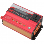 Autovoolumuundur Punane DC 12V 24V kuni AC 220V 50Hz 420W Nimiv&otilde;imsus LCD-ekraaniga 1 AC-pistikuga &Uuml;mbritseva valgusega