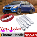 for Nissan Versa Sedan Latio Almera Renault Scala 2012~ Chrome Door Handle Cover Car Accessories Stickers Trim Set 2015 2018 Bowl 4 Door