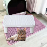 Cat Step Litter Trapping Nonslip Practical Portable Easy to Clean Premium Anti Tracking valge