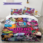 Monster High Mustriga Voodipesu Tekikomplekt Tekikate Padjap&uuml;&uuml;r Kodu Dekoor S&uuml;nnip&auml;evakingitus (1 * tekikott + 2 * padjap&uuml;&uuml;ri, ilma s&uuml;damikuta) 135x200cm