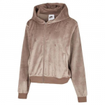 Nike Sportswear Chill Knit Naiste avar sametine kapuutsiga pusa HJ0958-233 EU M tume khaki v&auml;rv