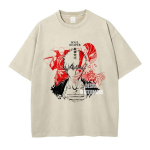 Vintage Y2k L&uuml;hikeste Varrukatega Anime Bleach Zaraki Kenpachi Prindiga T-s&auml;rgid Manga Vintage Pesitud &Uuml;lesuuruses T-s&auml;rk Puuvillased R&otilde;ivad Unisex L white