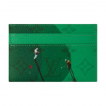 Louis Vuitton kahev&auml;rviline p&otilde;imitud kirjatr&uuml;kiga kaetud l&otilde;uendist kaardihoidja Meeste kaardihoidja Roheline M14863 Gift Set(Basic Set+Box+Shopping Bag)