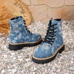 Paks Tald Denim Pahkluusaapad Naistele 2025 S&uuml;gismoe Tie-Dye K&uuml;lgmumm L&auml;&auml;nelikud Kauboi Saapad Naiste Platvormjalatsid Suurused 36 taevasinine v&auml;rv