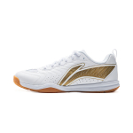 Li Ning Cushioning Slip Resistant Abrasion Resistant Training Scenario Low top Table Tennis Shoes Unisex White Gold APPV003-4 36