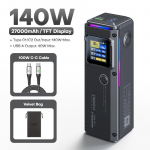QOOVI 27000mAh Power Bank PD 140W Kiirlaadimine Kaasaskantav Aku Mahutavus Powerbank iPhone'i, Macbooki, S&uuml;learvuti, Samsungi, Xiaomi jaoks hall