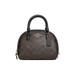 Coach Sydney 20 Klassikaline Monogramm Kaetud L&otilde;uend ja Nahast Kestkott Naiste k&auml;ekotid Must Pruun CA591-IMAA8 Basic Set (Bag+Dust Bag)