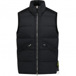Stone Island FW24 Nailonist alla t&auml;idetud TC Veekindel &Uuml;hev&auml;rviline Seisukrae T&otilde;mblukuga Varrukateta Alla T&auml;idetud Vest Unisex vestid Must 8115G0828-V0029 XL