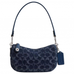 Coach Swinger 20 Logotr&uuml;kiga H&otilde;bedased Metallosad Signature Denim K&auml;ekott V&auml;ike Naiste k&auml;ekott S&uuml;gavsinine CAN78-LHRHY Basic Set (Bag+Dust Bag)