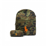 Polo Ralph Lauren Polo Pony tikitud kamuflaaž-t&otilde;mblukuga seljakott lastele, khaki-tumeroheline 9AR071650 Basic Set (Bag+Dust Bag)