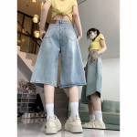 GLYDE Y2k Retro Naiste Madala V&ouml;&ouml;kohaga Jorts Harjatud Must Pesuga L&uuml;hikesed Koti Kujulised Laiade S&auml;&auml;ristega &Auml;&auml;ristatud Denim L&uuml;hikesed P&uuml;ksid Acubi Mood S helesinine v&auml;rv