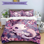 3 tk Axolotl puul tr&uuml;kitud tekikate komplekt (1 * Tekikate+2 * Padjap&uuml;&uuml;r, Ilma t&auml;idiseta), Sobib kodu magamistuppa, 135x200cm