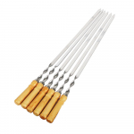 BBQ Varrad 55cm 21.65 Puidust BBQ Kahvel Roostevaba teras V&auml;litingimustes Grillimispulk Pika k&auml;epidemega &Scaron;a&scaron;l&otilde;kk 6 tk Barbecue Grillipulk