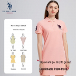 USA. POLO ASSN. Naiste vabaaja l&uuml;hikeste varrukatega polo A-l&otilde;ikeline kleit S roosa