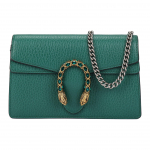 Gucci Dionysus Smaragdroheline Nahast Super Mini Kott Kristallist Riistvara Kett Crossbody Sidur Naistele Igap&auml;evaseks Pendelr&auml;ndeks 476432-CAOGX-3120 Basic Set (Bag+Dust Bag)