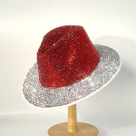 Super l&auml;ikiv kauboim&uuml;ts kivikestega valgusti all Punane/valge fedora m&uuml;ts Lavapeo m&uuml;ts Moodne k&auml;sitsi valmistatud m&uuml;ts 56-58cm brown