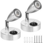 2 tk 12V LED Spot Lugemislamp, 3W RV Sisevalgusti, 180&deg; P&ouml;&ouml;ratav Voodik&uuml;lje Seinalamp 3000K Soe Valgus Matkaautole, Haagissuvilale, Paadi Sisevalgustuseks LED White 6000K