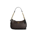 Coach Teri 25 Klassikaline Monogramm T&otilde;mblukuga Sulgemine Nahast ja S&uuml;nteetilisest Nahast Kandekott &Otilde;lakott Crossbody Kott Keskmine Naiste kotid Pruun Must CA548-IMAA8 Basic Set (Bag+Dust Bag)