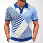 Meeste kudumispolo s&auml;rgid L&uuml;hikeste varrukatega soonikkoes kootud s&auml;rk Suvine kerge vabaaja golfis&auml;rgid Kootud polo s&auml;rgid Tekstuuriga pullover T-s&auml;rgid meestele 2XL sinine