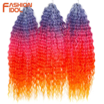 FASHION IDOL 24 tolli 300g/3tk Ariel VeeLaine Keerutatud Heegeldatud Juuksed S&uuml;nteetilised Punutised Juuksepikendused Ombre Pruun Punumiskurviga Juuksed (as the picture,24inches-300g) black