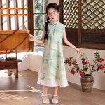 T&uuml;drukute armas suvine Hanfu Cheongsam kleit, laste printsessi Cheongsam-stiilis traditsiooniline Hiina kleit 110