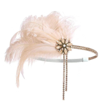 1920ndate retro kollane sulgedest tutiga peav&otilde;ru elegantsetele naistele flapper-aksessuaar Gatsby peokost&uuml;&uuml;mi jaoks white