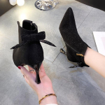 Vibu Bež L&uuml;hikesed Saapad Naiste Stilettos Terava Otsaga K&otilde;rgekontsaga 7CM Pahkluusaapad K&otilde;iksobituvad Elastne Nude Kingad Kevad/S&uuml;gis 34 must