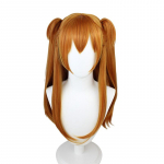 Asuka Cosplay klambritega parukas, Anime Neon Genesis Evangelion Cosplay parukas, 2 eemaldatavat hobusesaba sirged juuksed Asuka Langley Soryu f&auml;nnidele oranž