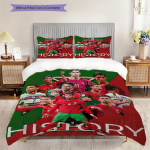 Portugal Jalgpalli P&auml;rand Kolmeosaline komplekt (1 * tekikott + 2 * padjap&uuml;&uuml;ri, ilma s&uuml;damikuta) 2D tasane tekikott ja padjap&uuml;&uuml;r Voodipesukomplekt 135x200cm