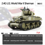Henglong 3898-1 M4A3 peamine lahingutank 1/16 RC mudel USA Sherman lahingu metallist roomikutega s&otilde;jalised puldiga m&auml;nguasjad auto