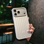 3D gofreeritud triibuline stiilne &auml;ripagasi kate IPhone 18 17 Pro Max 16 15 14 13 jaoks karbiga RIMOWA jaoks p&otilde;rutuskindel kukkumiskindel tagakaas iphone 18 pro h&otilde;be