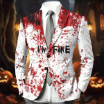 Meeste &auml;rikasuaalne pikkade varrukatega s&auml;rk s&uuml;gis-talveks Halloweeni tr&uuml;kiga ja kraega (Lips ja taskur&auml;tt ei kuulu komplekti) XXL punane