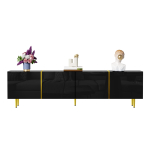 Must k&otilde;rgl&auml;ikega TV-kapp 4 uksega, moodne ja lihtne, must-kuldse v&auml;rvikombinatsioonis 170 x 35 x 46 cm must