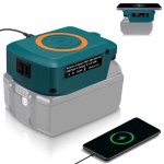 Juhtmevaba laadija Makita 18V akudele, maksimaalselt 15W, juhtmevaba adapter, USB-A ja USB-C 2.1A kiirlaadimisportidega mobiiltelefonidele roheline