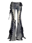 Naiste Tume Akadeemia Goblin Core Harajuku Y2K Madala V&ouml;&ouml;kohaga Pitsiga Teksap&uuml;ksid Abi Denim Laiad P&uuml;ksid Kellap&uuml;ksid Y2k Jaapani Goot Gyaru Kpop XS hall