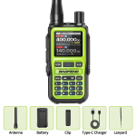 Baofeng UV 5R Mini raadiosaatja Bluetooth programmeerimine Sagedus Kahekordne PTT Sagedusriba Type-C AM/FM Raadio matkamiseks jahiks USB Plug roheline