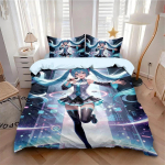 3D Prindi Jaapani Anime Hatsune Miku Voodipesukomplekt Kawaii T&uuml;drukute Tekikoti Komplekt &Uuml;he Inimese Twin T&auml;iskasvanu Queen King Suurus 140X210CM